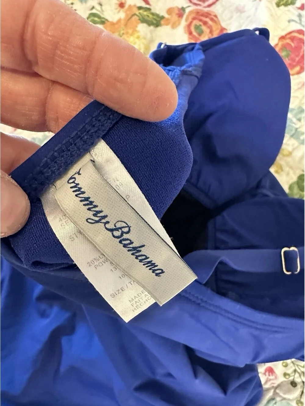 Tommy Bahama 1Pc Cobalt Blue Classic Swimsuit Slimming Tummy Control Size 16 EUC
